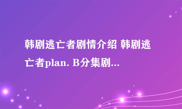 韩剧逃亡者剧情介绍 韩剧逃亡者plan. B分集剧情介绍、大结局