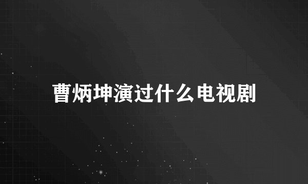 曹炳坤演过什么电视剧