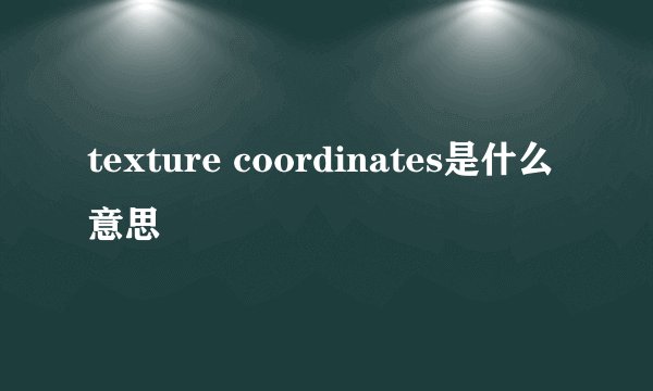 texture coordinates是什么意思