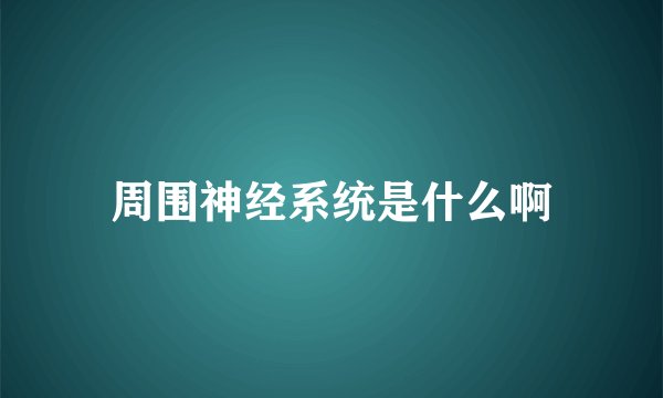 周围神经系统是什么啊