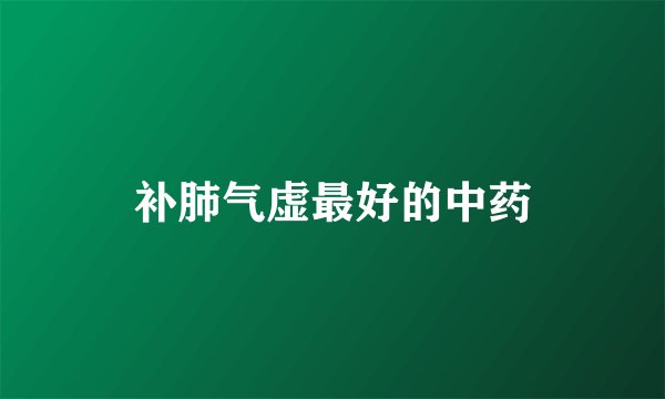 补肺气虚最好的中药