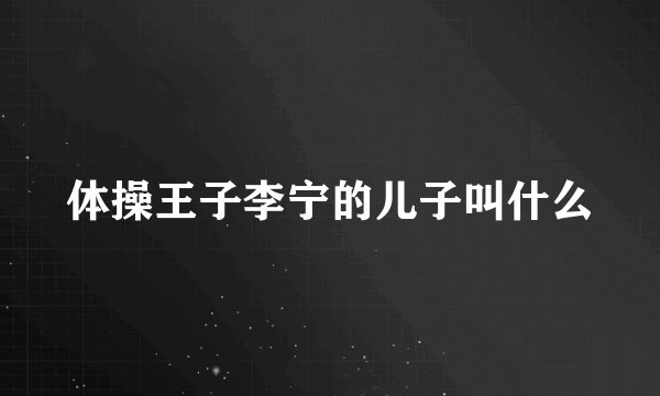 体操王子李宁的儿子叫什么